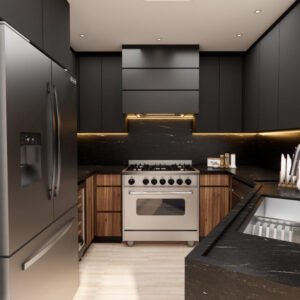 Euro Gloss Black Cabinets – 10ft Run