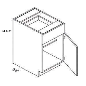 Euro Gloss Black 18″W X 341/2″H X 24″D Single Door Base Cabinet