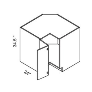 Euro Gloss Black 36″W X 341/2″H X 24″D Corner Base Cabinet