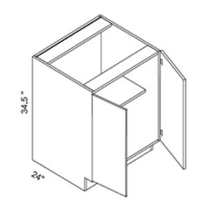 Euro Gloss Black 33″W X 341/2″H X 24″D Full Door Sink Base Cabinet